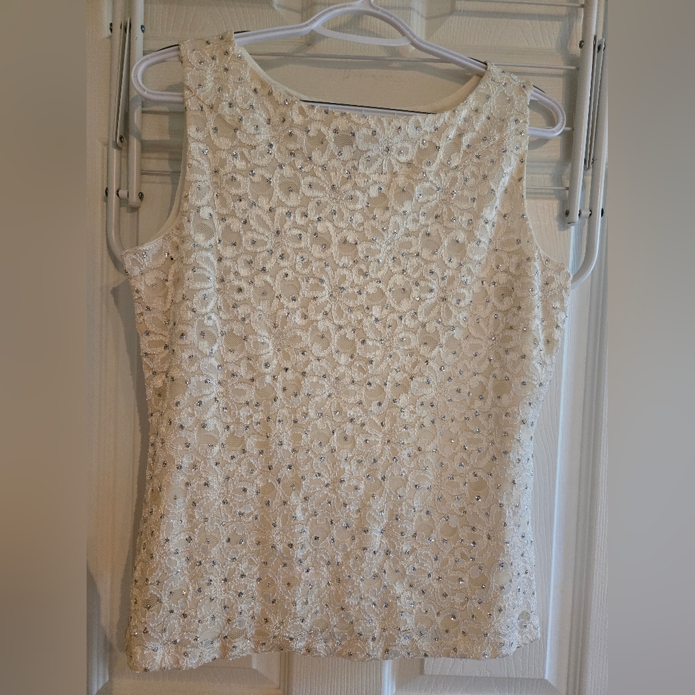 Cream Lace Women's Top, size M